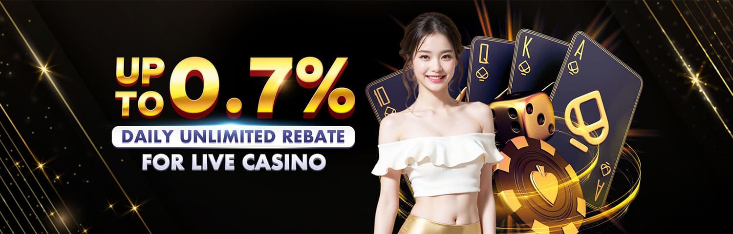 UP TO 0.7% CASH REBATE ON LIVE CASINO